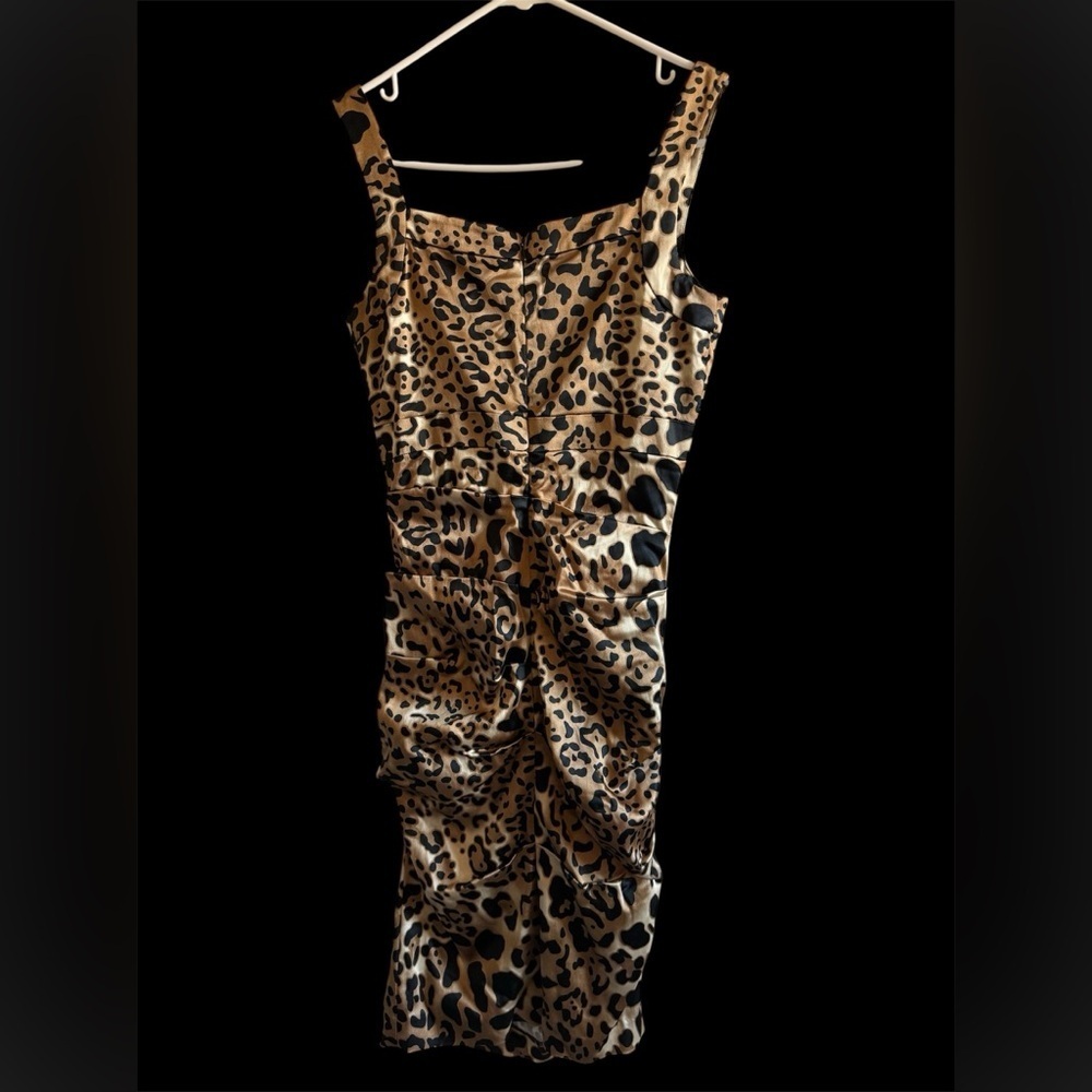 Vintage Caché Cheetah Print Ruched Bodycon Dress - Picture 3 of 4